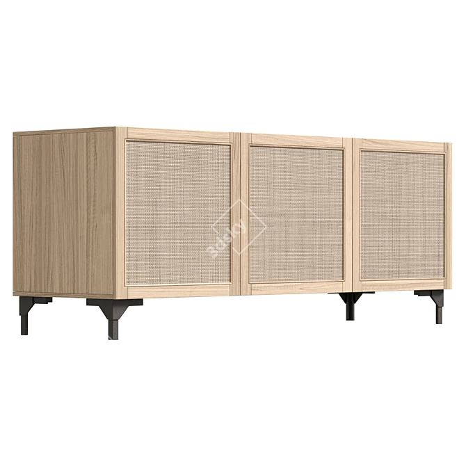 Modern Beech Sideboard with Doors 3D model image 4