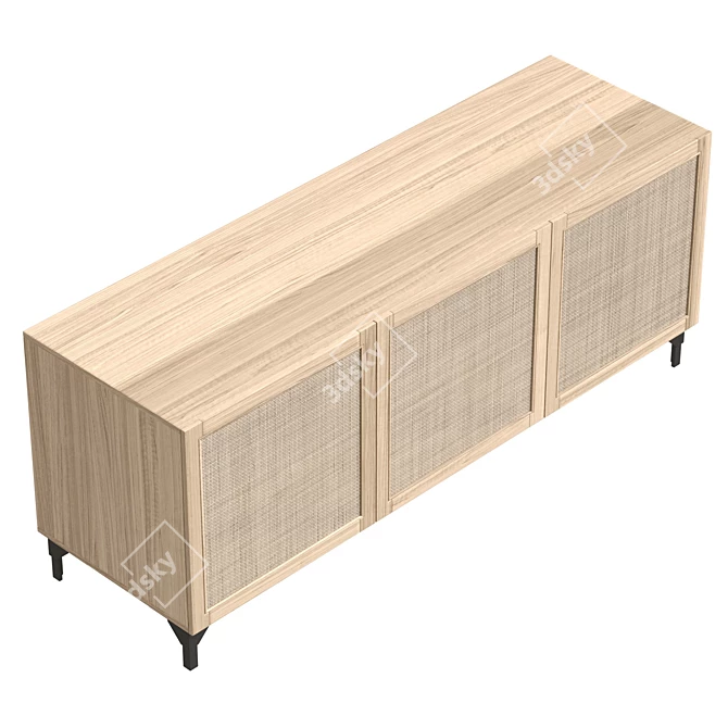 Modern Beech Sideboard with Doors 3D model image 5