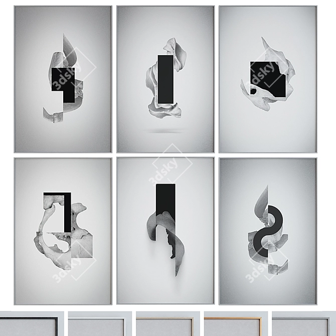 Modern Abstract Picture Frame Set 3D model image 5