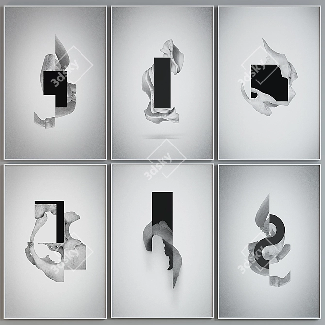 Modern Abstract Picture Frame Set 3D model image 7