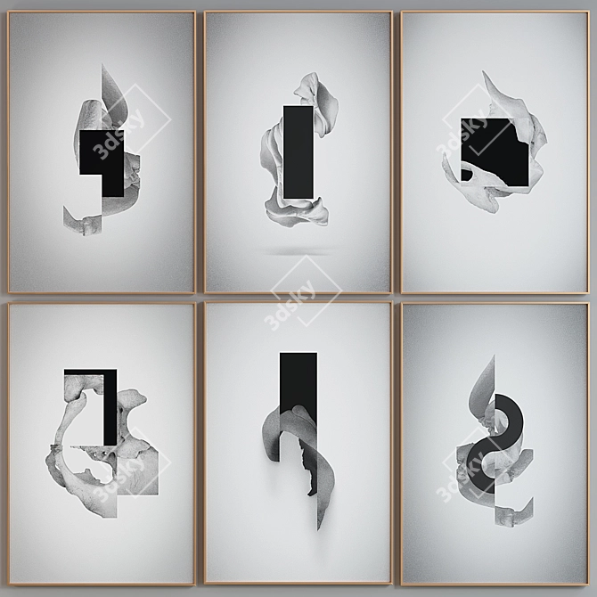 Modern Abstract Picture Frame Set 3D model image 1