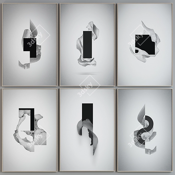 Modern Abstract Picture Frame Set 3D model image 2