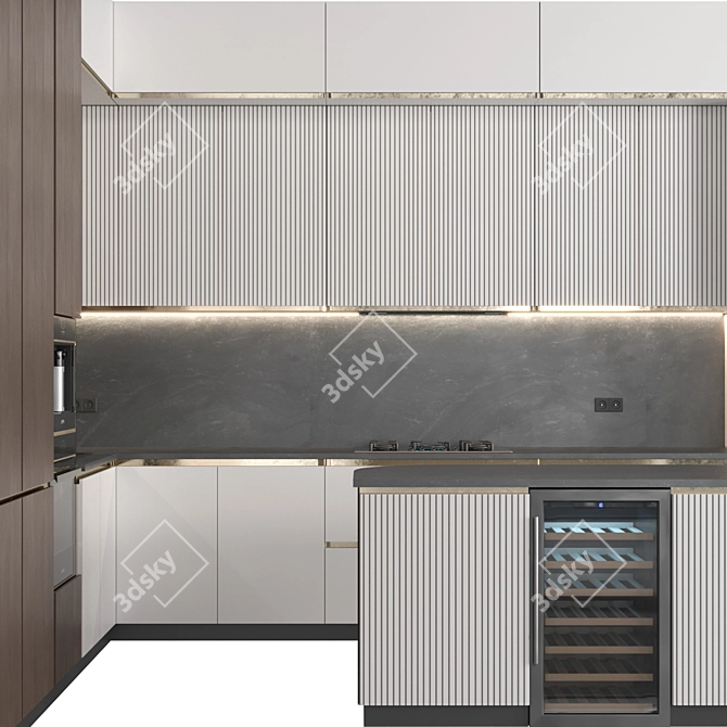 Modern Kitchen 3D Model Kit 3D model image 2