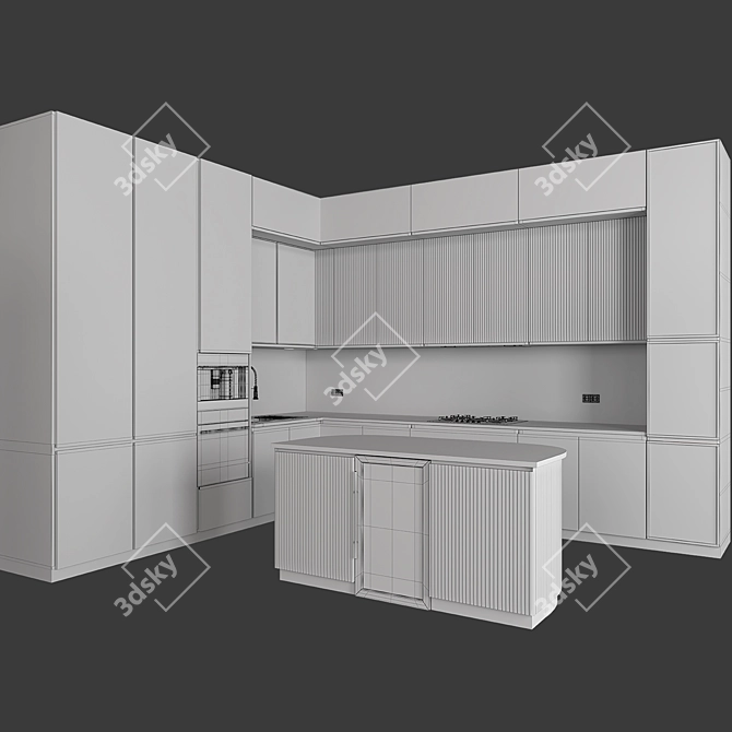 Modern Kitchen 3D Model Kit 3D model image 7