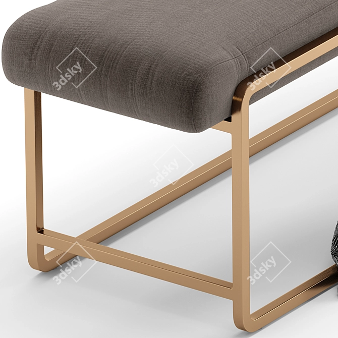 Luxury Velvet Upholstered Metal Bench 3D model image 4