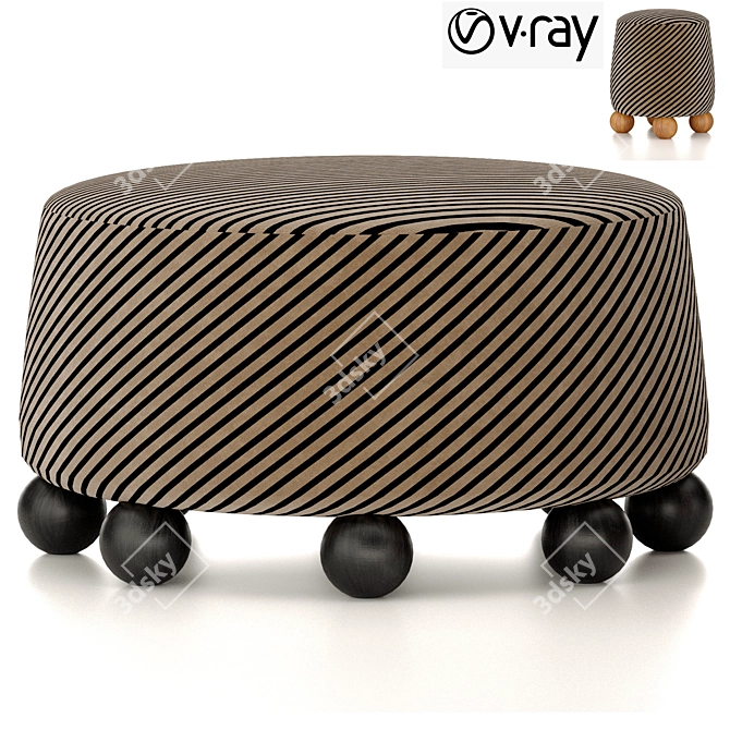 Luxury Morro Pouf Kelly Wearler 3D model image 1