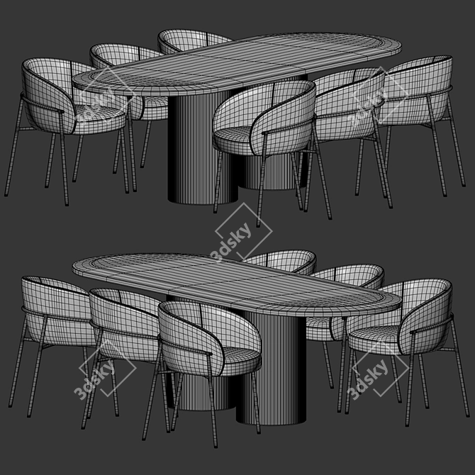 Modern Dining Set V-Ray Render 3D model image 3