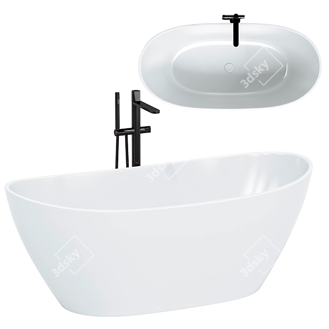 Rivea Malie Easy-Care Freestanding Bathtub 3D model image 1