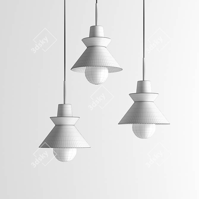 Scandi Metal-Wood Pendant Lamp 3D model image 5