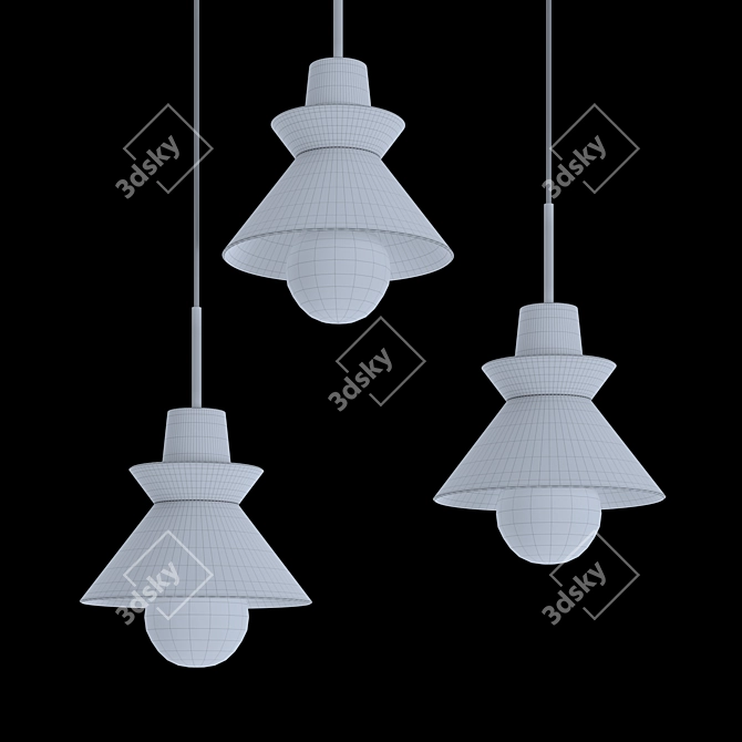 Scandi Metal-Wood Pendant Lamp 3D model image 6