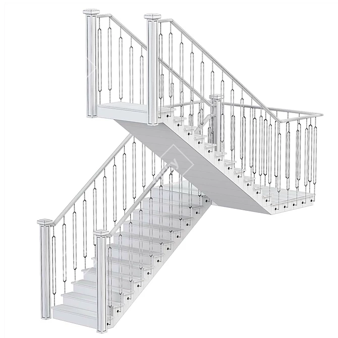 Realistic Modern Stair Collection 3D model image 2