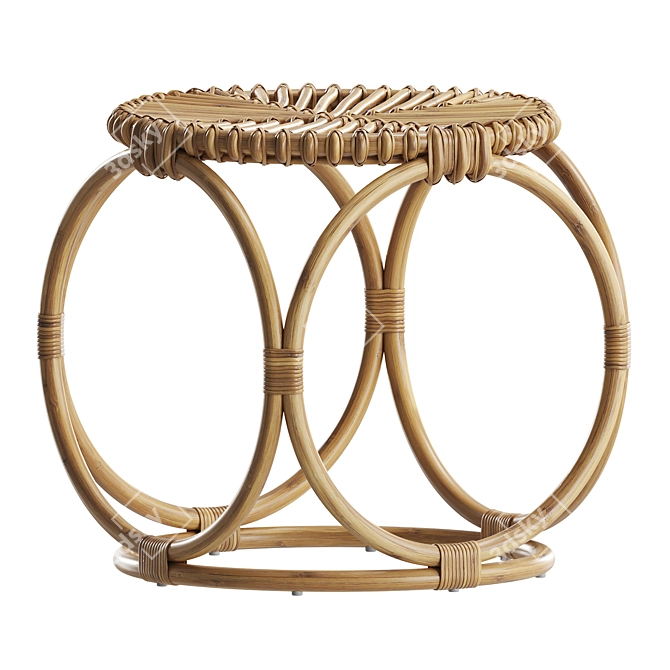 Rattan Caroline Stool Model Corona 3D model image 2