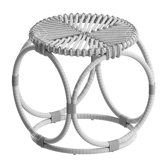 Rattan Caroline Stool Model Corona 3D model image 3