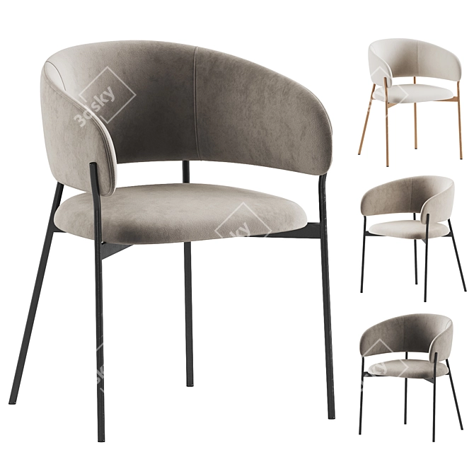 Elegant Velvet Dining Chair 3D model image 1