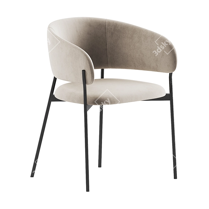 Elegant Velvet Dining Chair 3D model image 4