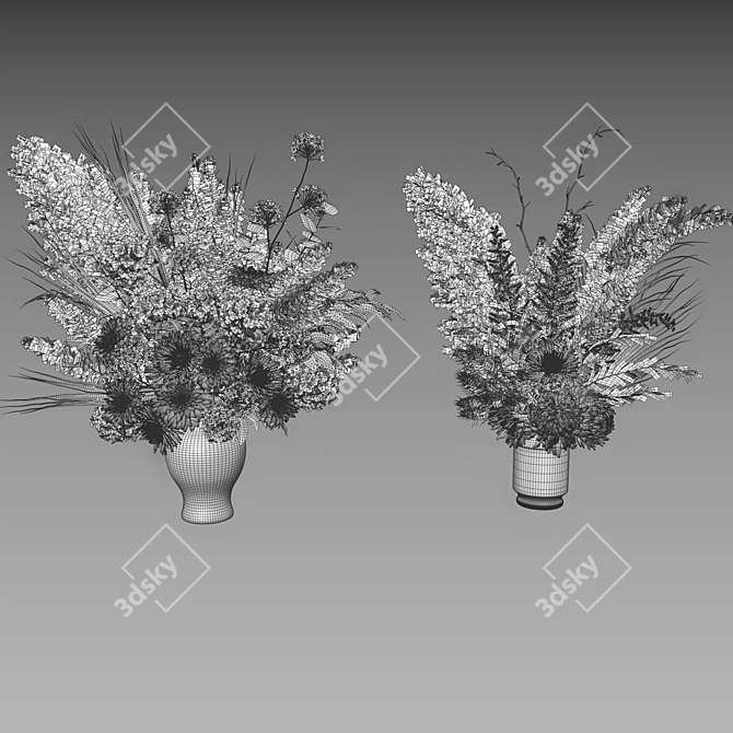 Elegant Flower Set 063 with Chrysanthemum & Dahlia 3D model image 7