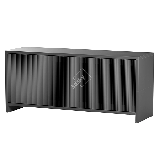 Oak Slatted Credenza 3D Model 3D model image 3