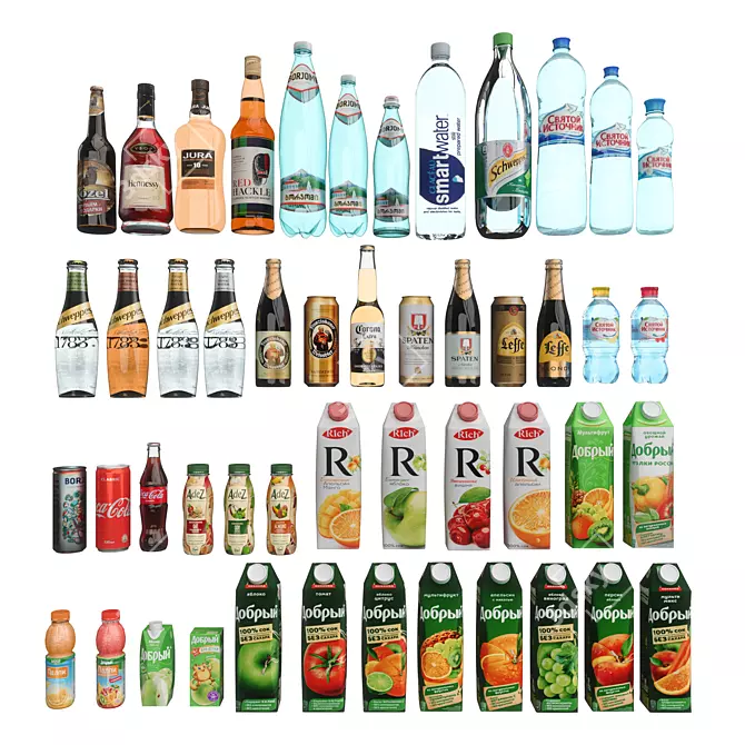 Diverse Beverage Collection 3D model image 2