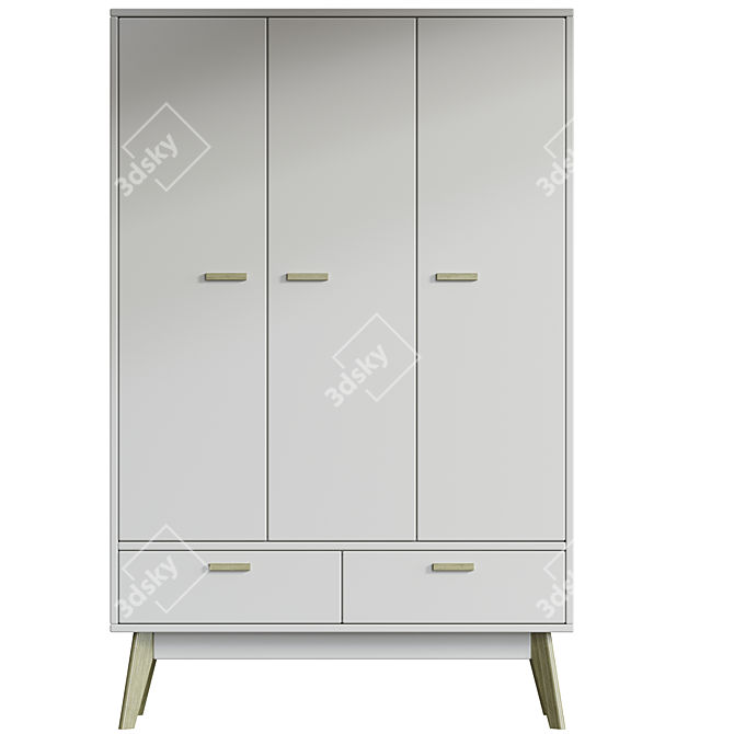 Nordic-3 Light Wardrobe Cabinet 3D model image 2