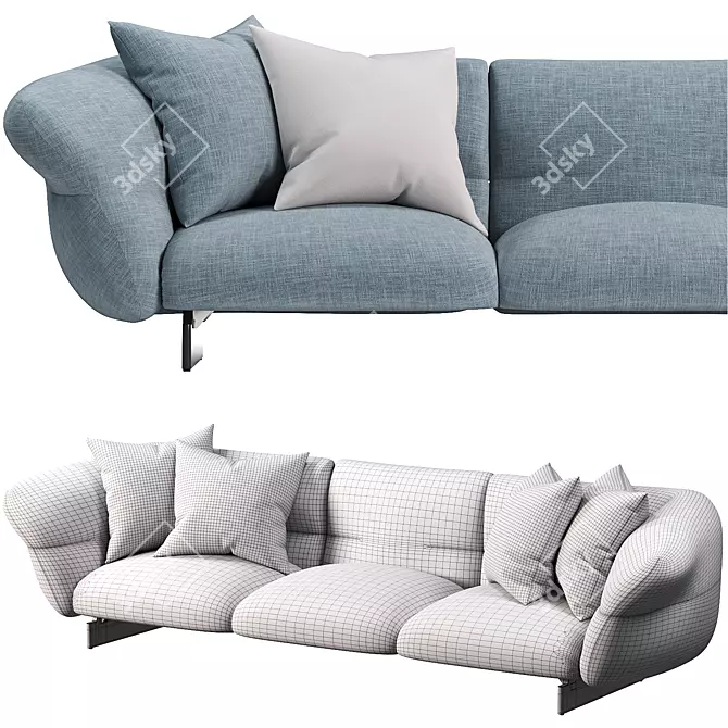 Contemporary 3-Seater Sofa Design 3D model image 2