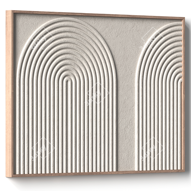 Textured Stone Relief Art Panel 3D model image 2