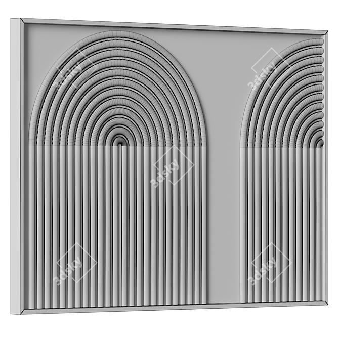 Textured Stone Relief Art Panel 3D model image 7