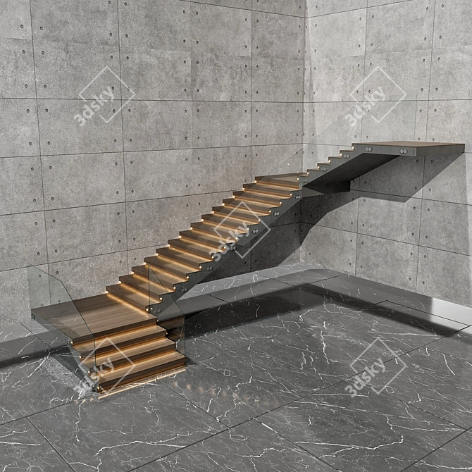 Contemporary 3D Stair Model (FBX) 3D model image 2