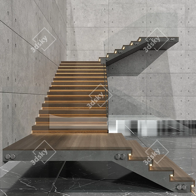 Contemporary 3D Stair Model (FBX) 3D model image 3