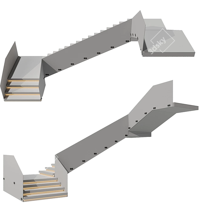 Contemporary 3D Stair Model (FBX) 3D model image 8