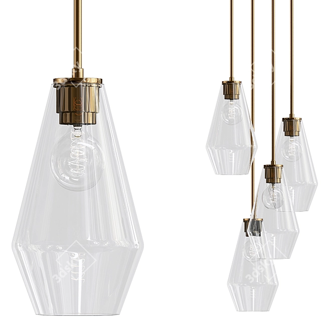 Modern Geometric Glass Pendant Light 3D model image 2