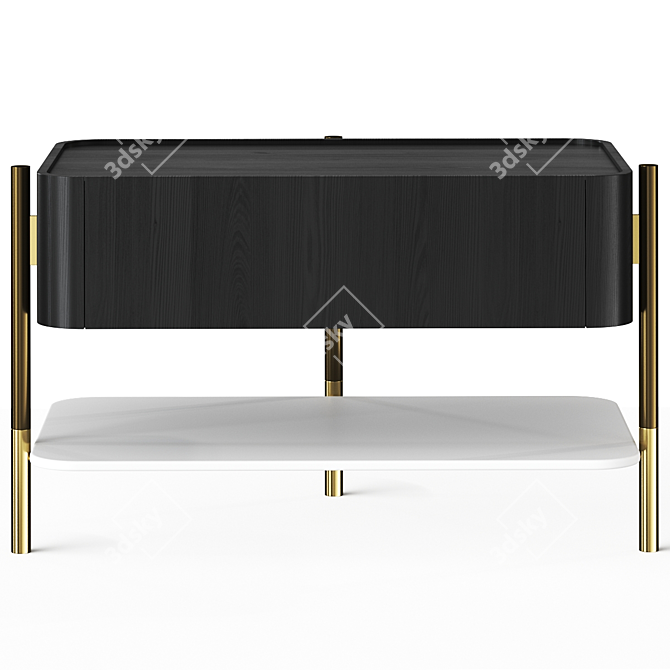 Designer Ash Bedside Table Drawers 3D model image 1