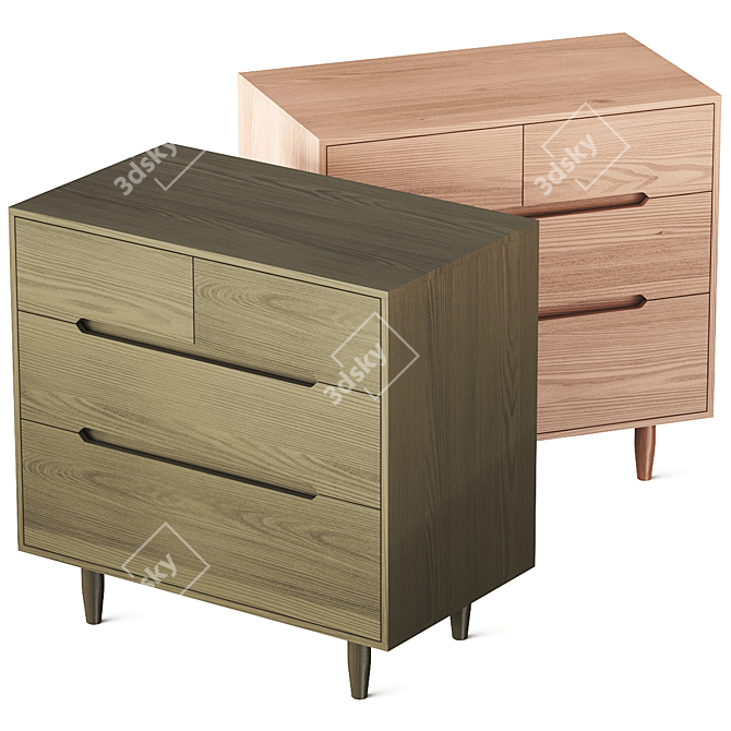  Sleek Modern Drawer Set 3D model image 2