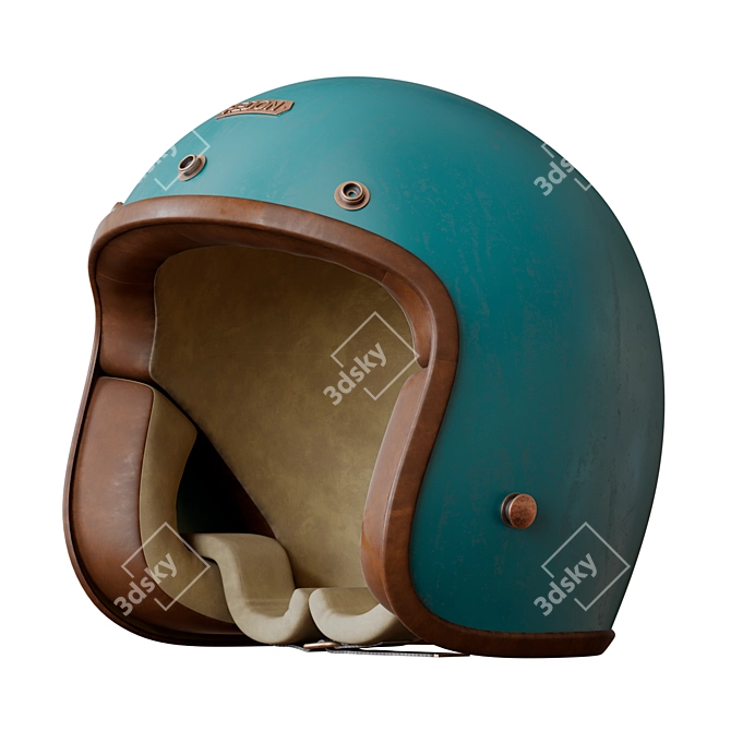 Retro Biker Helmet 3D model image 2