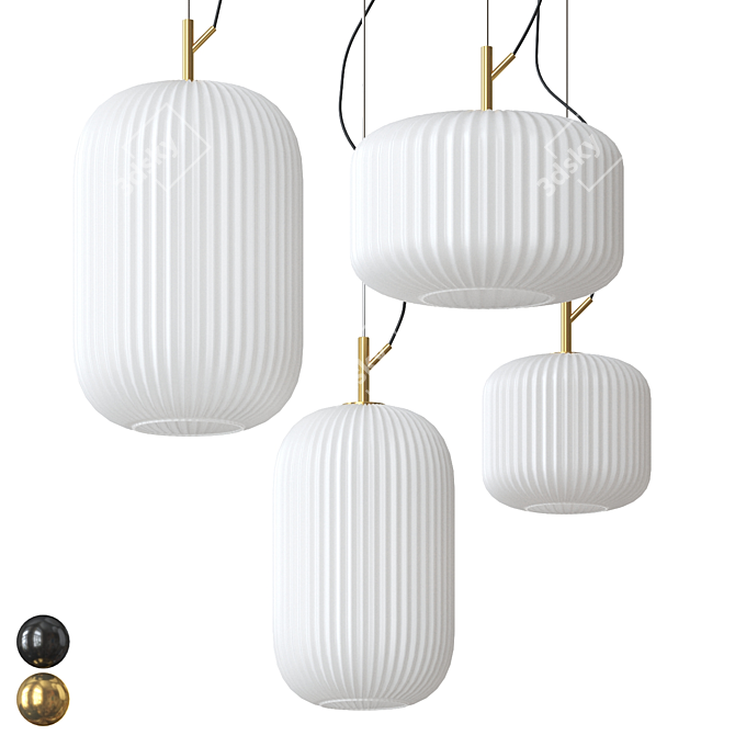 Frosted Glass Pendant Lamp Collection 3D model image 2