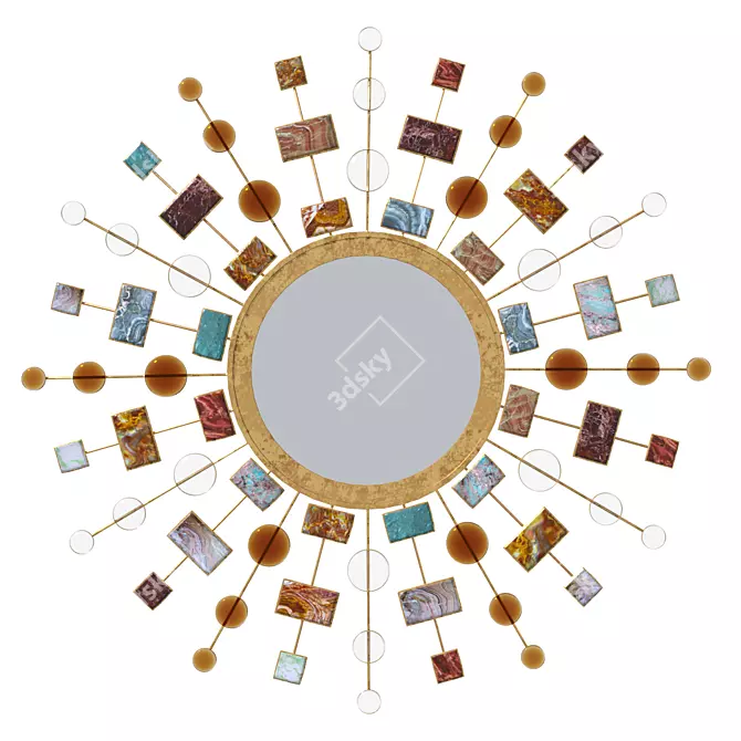 Handcrafted Gemstone Sunburst Mirror 3D model image 1