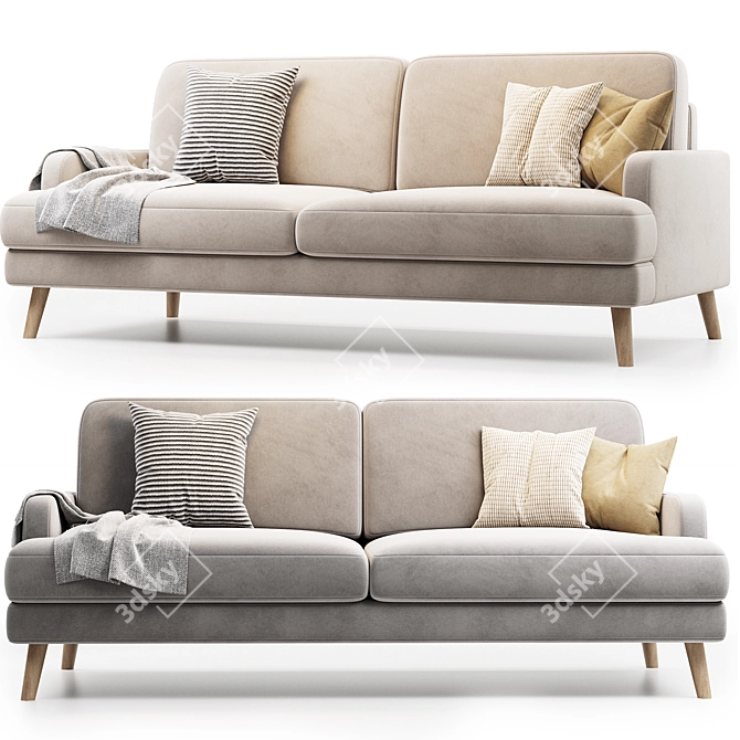 Hevit Beige Velvet Sofa - Premium 2017 3D model image 2