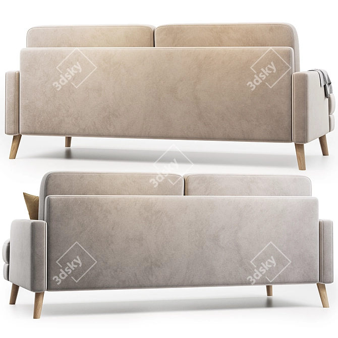 Hevit Beige Velvet Sofa - Premium 2017 3D model image 3