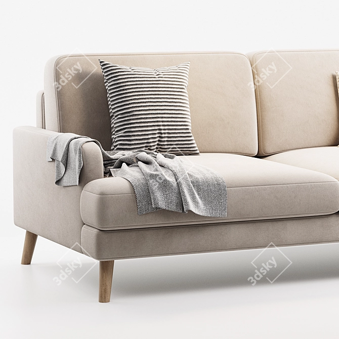 Hevit Beige Velvet Sofa - Premium 2017 3D model image 4