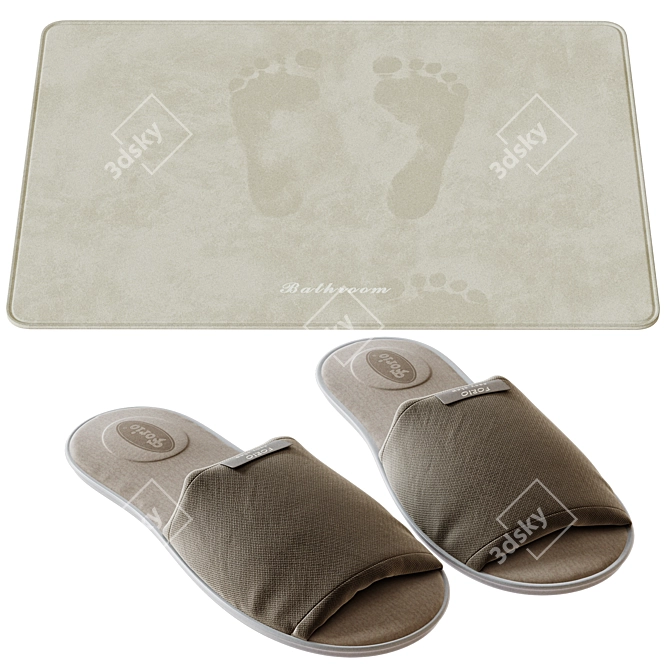 Bath Mat and Slippers 3D model image 1