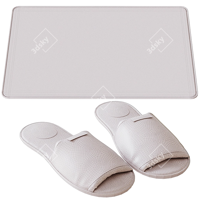 Bath Mat and Slippers 3D model image 3