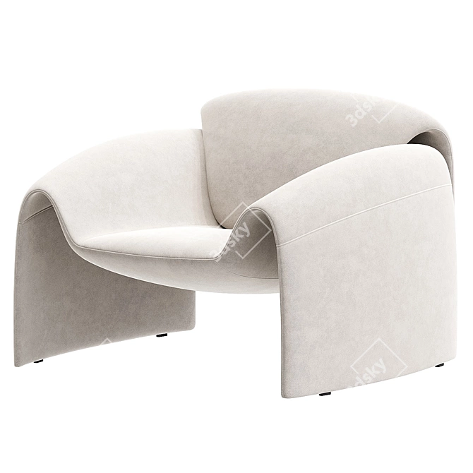 Modern Leather Armchair Elegant Design 3D model image 2