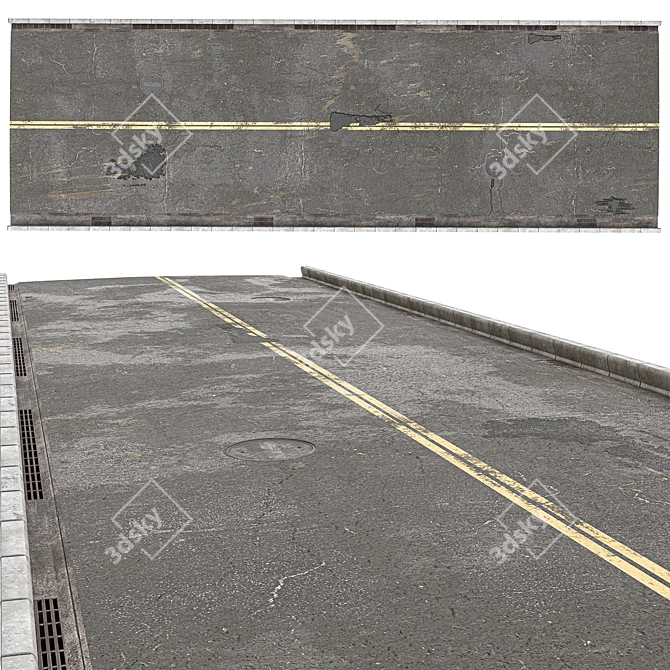 Hyper-Real Asphalt Road Model 3D model image 1