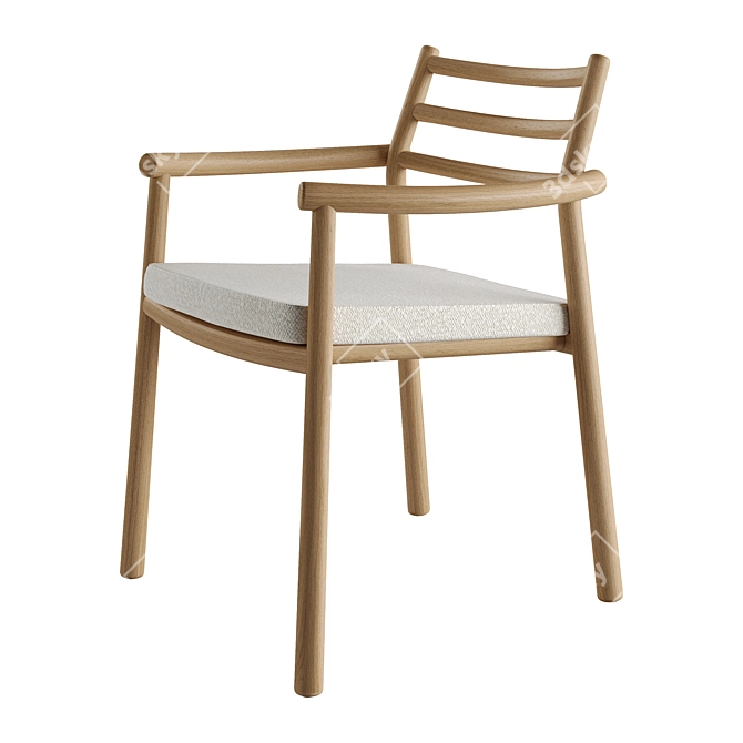 Modern Teak Armchair by TRIBÙ 3D model image 2