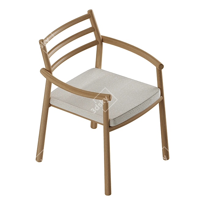 Modern Teak Armchair by TRIBÙ 3D model image 4