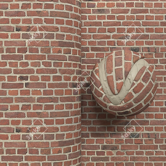 Vintage Brick Wall Panelizing 3D model image 1