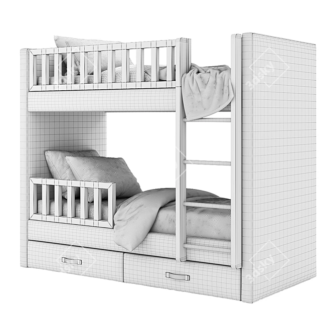 Sonata Double Bunk Bed 3D model image 4