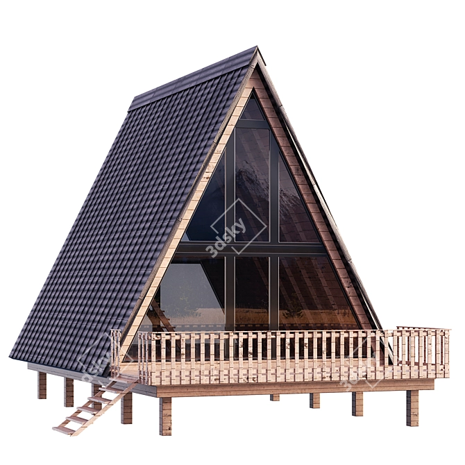 Triangular A-Frame Forest House 3D model image 1