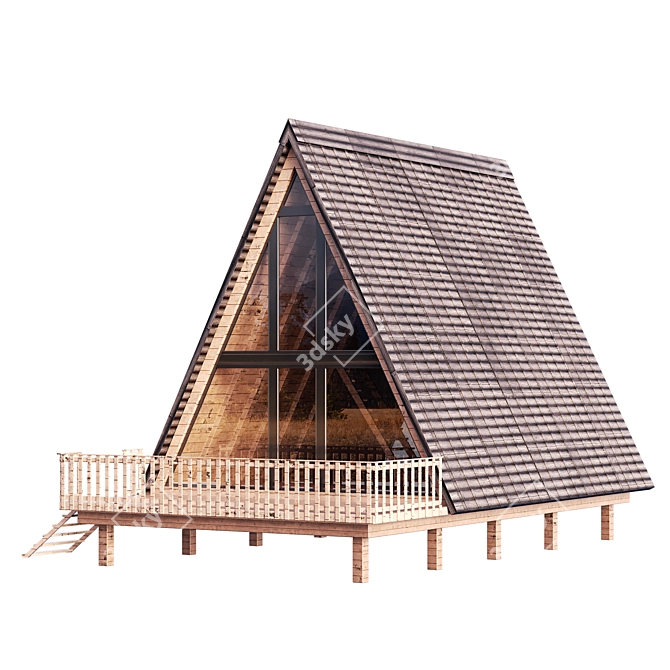 Triangular A-Frame Forest House 3D model image 2