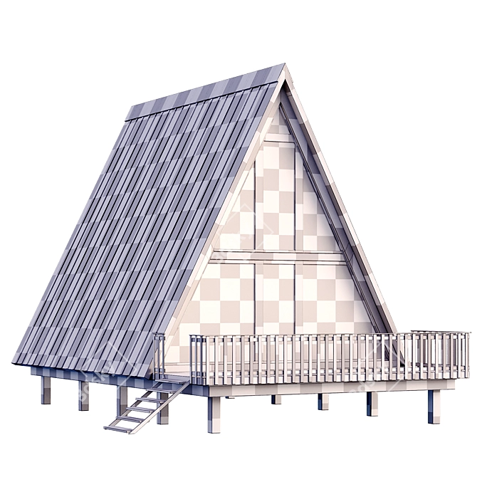 Triangular A-Frame Forest House 3D model image 4