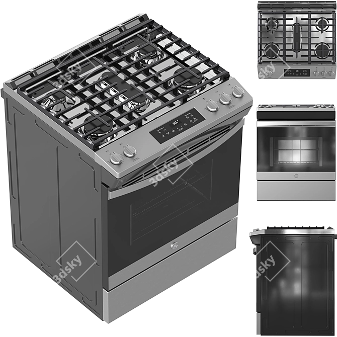 Modern GE Appliance Set 3D model image 2